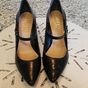 Franco Sarto black ankle strap pumps